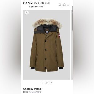 Canada Goose Olive Green Down Parka with Fur-Trim Hood